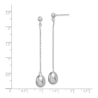 Sterling Silver Grey Freshwater Cultured Pearl Teardrop Dangle Earrings – view 5