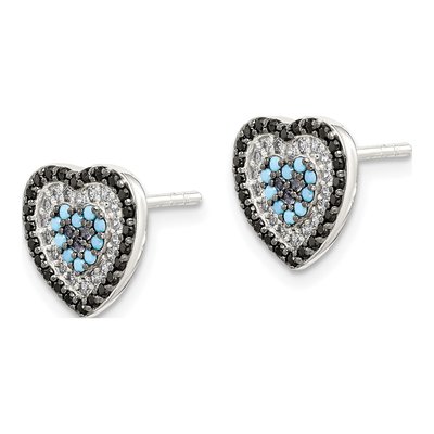 Sterling Silver Round CZ Stud Earrings – view 3