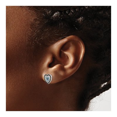 Sterling Silver Round CZ Stud Earrings – view 4