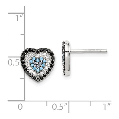 Sterling Silver Round CZ Stud Earrings – view 5