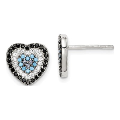 Sterling Silver Round CZ Stud Earrings