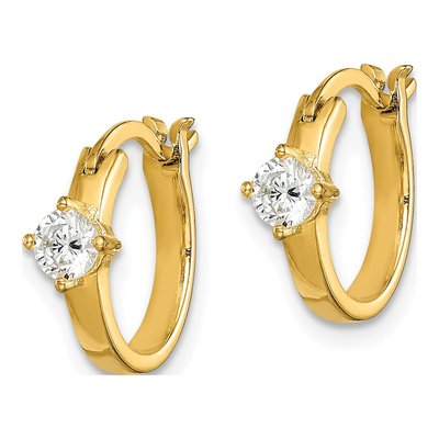 Gold-Plated Sterling Silver 13mm CZ Square Hoop Earrings – view 3
