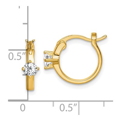 Gold-Plated Sterling Silver 13mm CZ Square Hoop Earrings – view 5