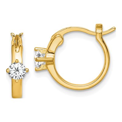 Gold-Plated Sterling Silver 13mm CZ Square Hoop Earrings