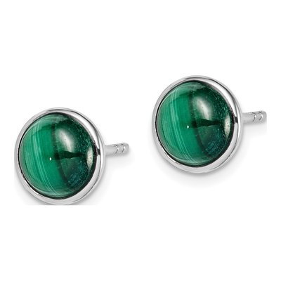 Sterling Silver Malachite Button Stud Earrings – view 3