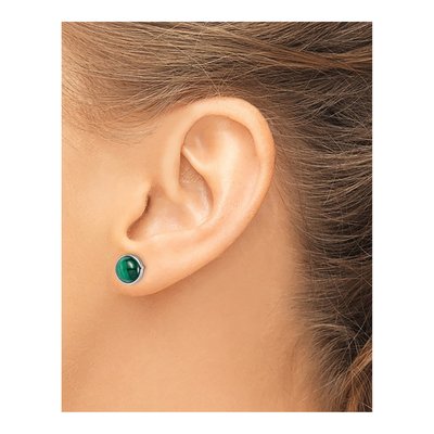 Sterling Silver Malachite Button Stud Earrings – view 4