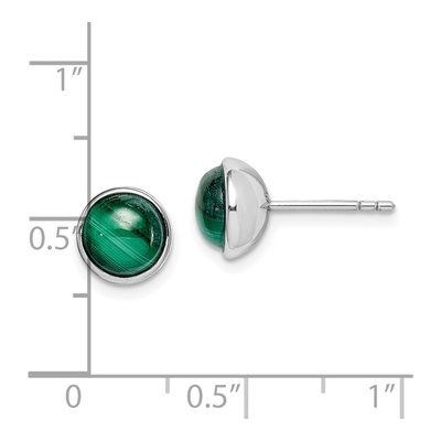 Sterling Silver Malachite Button Stud Earrings – view 5