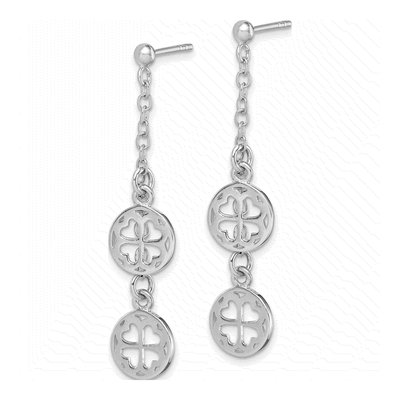 Sterling Silver Clover Dangle Earrings – view 3