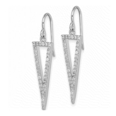 Sterling Silver CZ Triangle Dangle Earrings – view 3