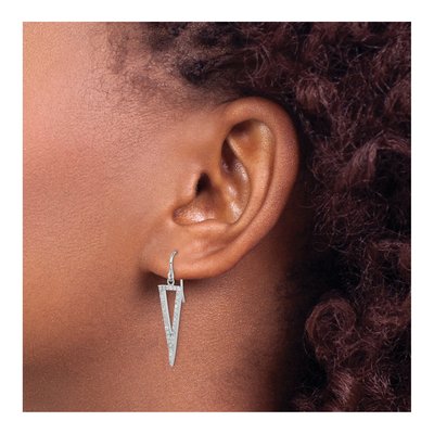 Sterling Silver CZ Triangle Dangle Earrings – view 5