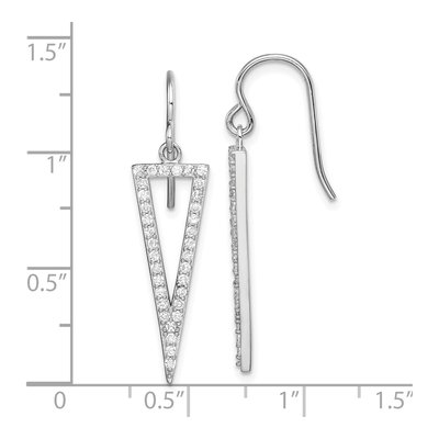 Sterling Silver CZ Triangle Dangle Earrings – view 6
