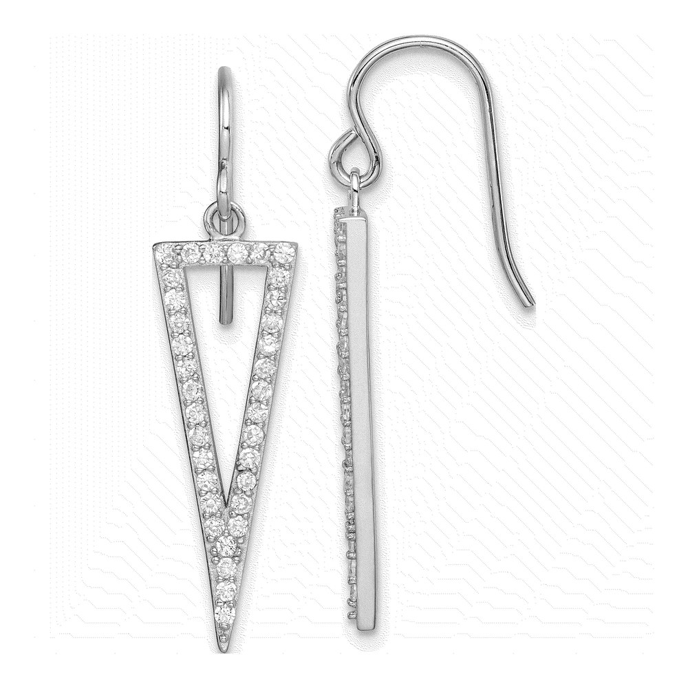 Sterling Silver CZ Triangle Dangle Earrings