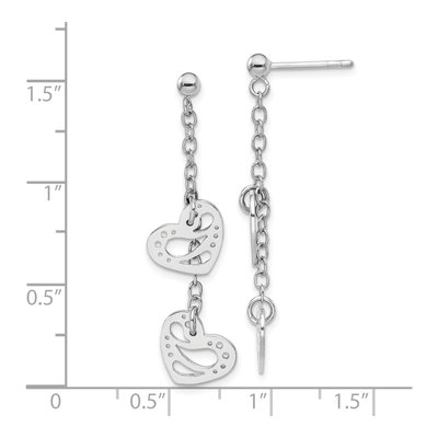 Sterling Silver Hearts Dangle Earrings – view 3