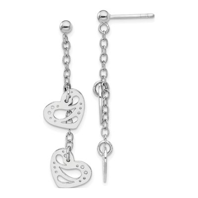 Sterling Silver Hearts Dangle Earrings