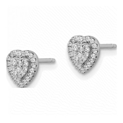 Sterling Silver CZ Pave Heart Stud Earrings – view 3