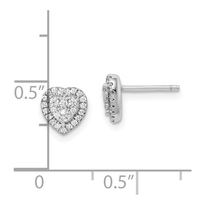 Sterling Silver CZ Pave Heart Stud Earrings – view 6