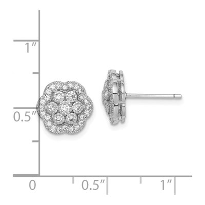 Sterling Silver Round CZ Flower Stud Earrings – view 6