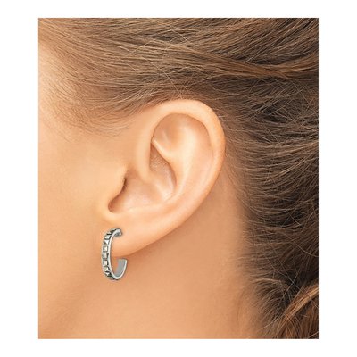 Sterling Silver 21mm Marcasite Hoop Earrings – view 4