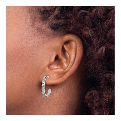 Sterling Silver 25mm Marcasite Hoop Earrings – view 4
