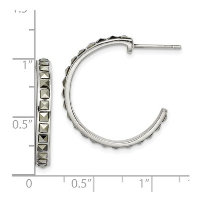 Sterling Silver 25mm Marcasite Hoop Earrings – view 5