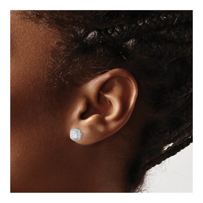 Sterling Silver Round CZ Halo Button Stud Earrings – view 5