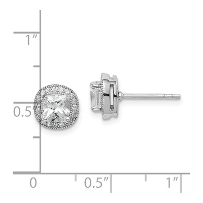 Sterling Silver Round CZ Halo Button Stud Earrings – view 6