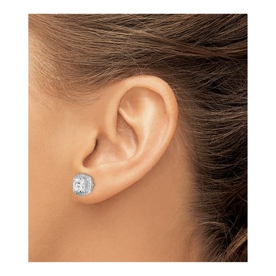 Sterling Silver Round CZ Halo Button Stud Earrings – view 5