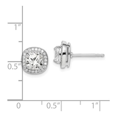 Sterling Silver Round CZ Halo Button Stud Earrings – view 6