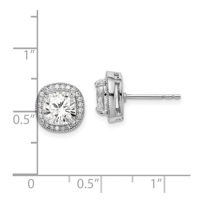 Sterling Silver Round CZ Halo Button Stud Earrings – view 6