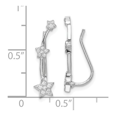 Sterling Silver CZ Star Ear Climbers Threader Earrings – view 6