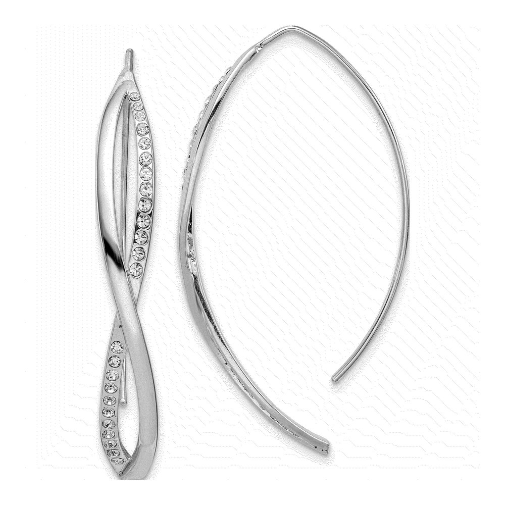 Sterling Silver CZ Twisted Threader Earrings