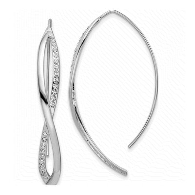 Sterling Silver CZ Twisted Threader Earrings