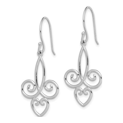 Sterling Silver Fleur de Lis Dangle Earrings – view 3