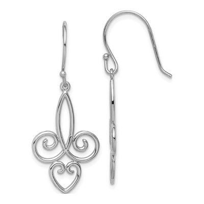 Sterling Silver Fleur de Lis Dangle Earrings