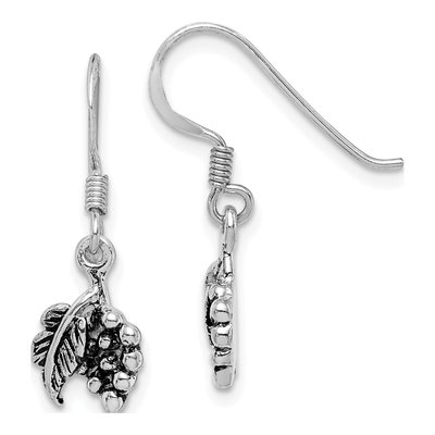 Sterling Silver Antiqued Grape Dangle Earrings