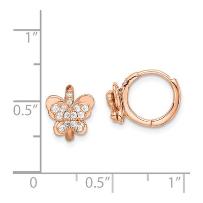 Rose Gold-Plated Sterling Silver 10mm CZ Butterfly Huggie Hoop Earrings – view 3