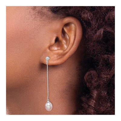 Sterling Silver Purple Freshwater Cultured Pearl Teardrop Dangle Earrings – view 4