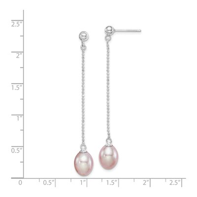 Sterling Silver Purple Freshwater Cultured Pearl Teardrop Dangle Earrings – view 5