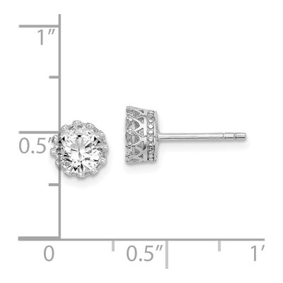 Sterling Silver 6mm Round CZ Stud Earrings – view 3