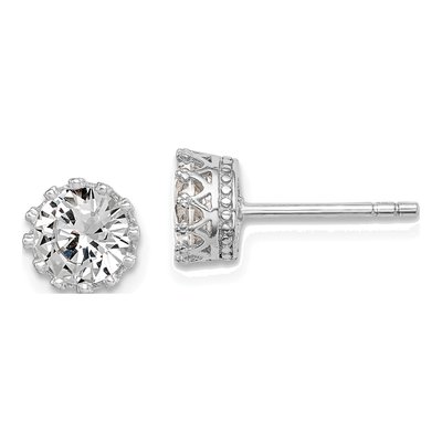 Sterling Silver 6mm Round CZ Stud Earrings