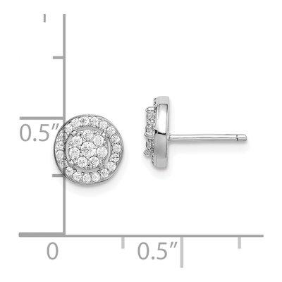 Sterling Silver Round CZ Halo Circle Stud Earrings – view 3