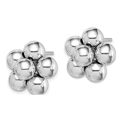 Sterling Silver Beaded Button Stud Earrings – view 3