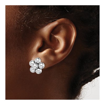 Sterling Silver Beaded Button Stud Earrings – view 5