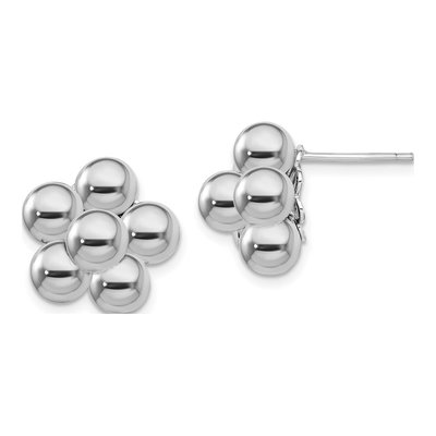 Sterling Silver Beaded Button Stud Earrings