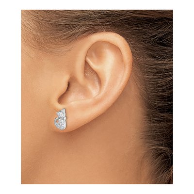 Sterling Silver Round CZ Cat Stud Earrings – view 5
