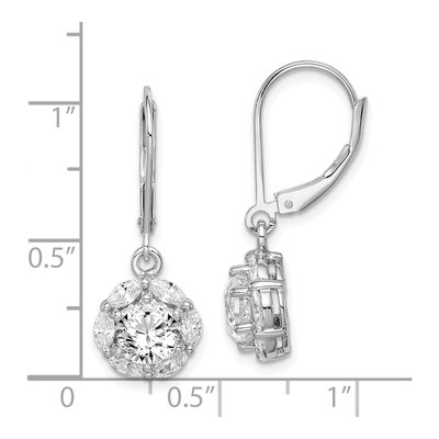 Sterling Silver CZ Halo Leverback Earrings – view 6