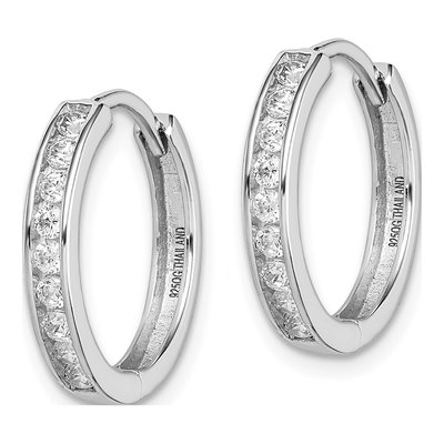 Sterling Silver 17mm CZ Huggie Hoop Earrings – view 3