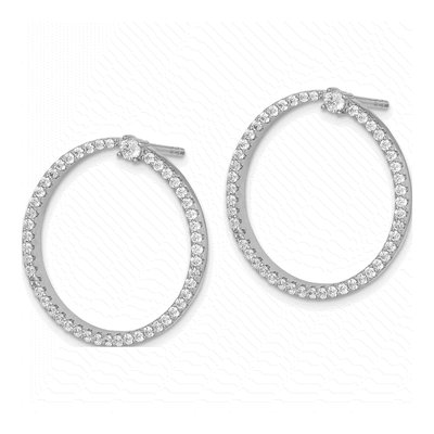 Sterling Silver CZ Circle Dangle Earrings – view 3