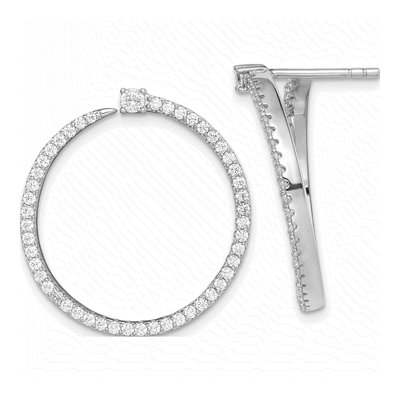 Sterling Silver CZ Circle Dangle Earrings