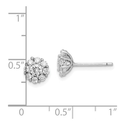 Sterling Silver Round CZ Halo Button Stud Earrings – view 6